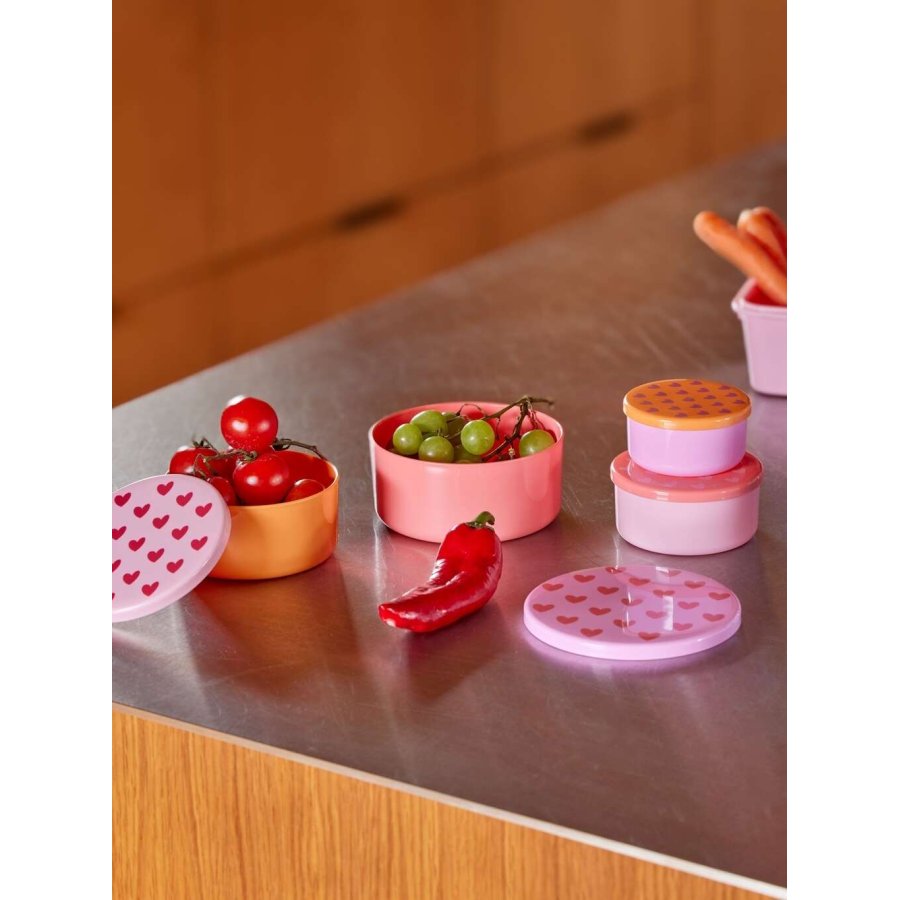 RICE Lunchboxen 4er Set, Pink Hearts