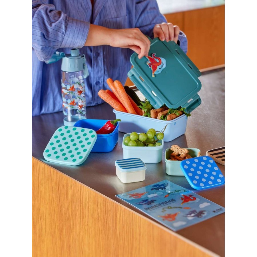 RICE Lunchboxen 4er Set, Blue Dots and Stripes