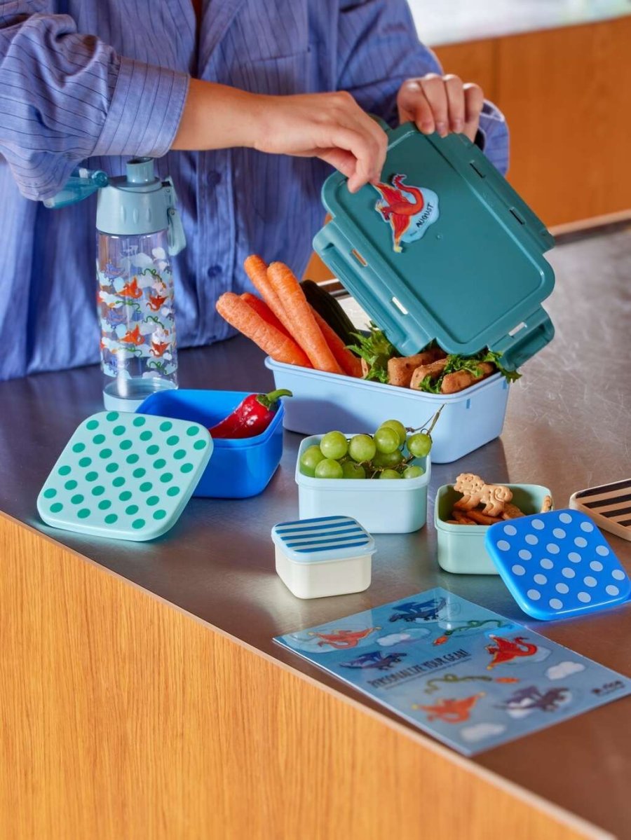 RICE Lunchboxen 4er Set, Blue Dots and Stripes