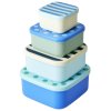 RICE Lunchboxen 4er Set, Blue Dots and Stripes