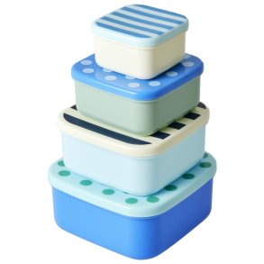 RICE Lunchbox 4-delig, Blue Dots And Stripes