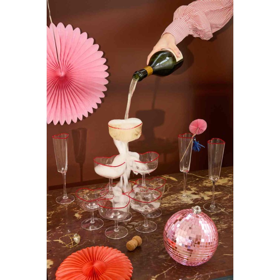 RICE Heart Champagnerglas 15,5 cl, Rot