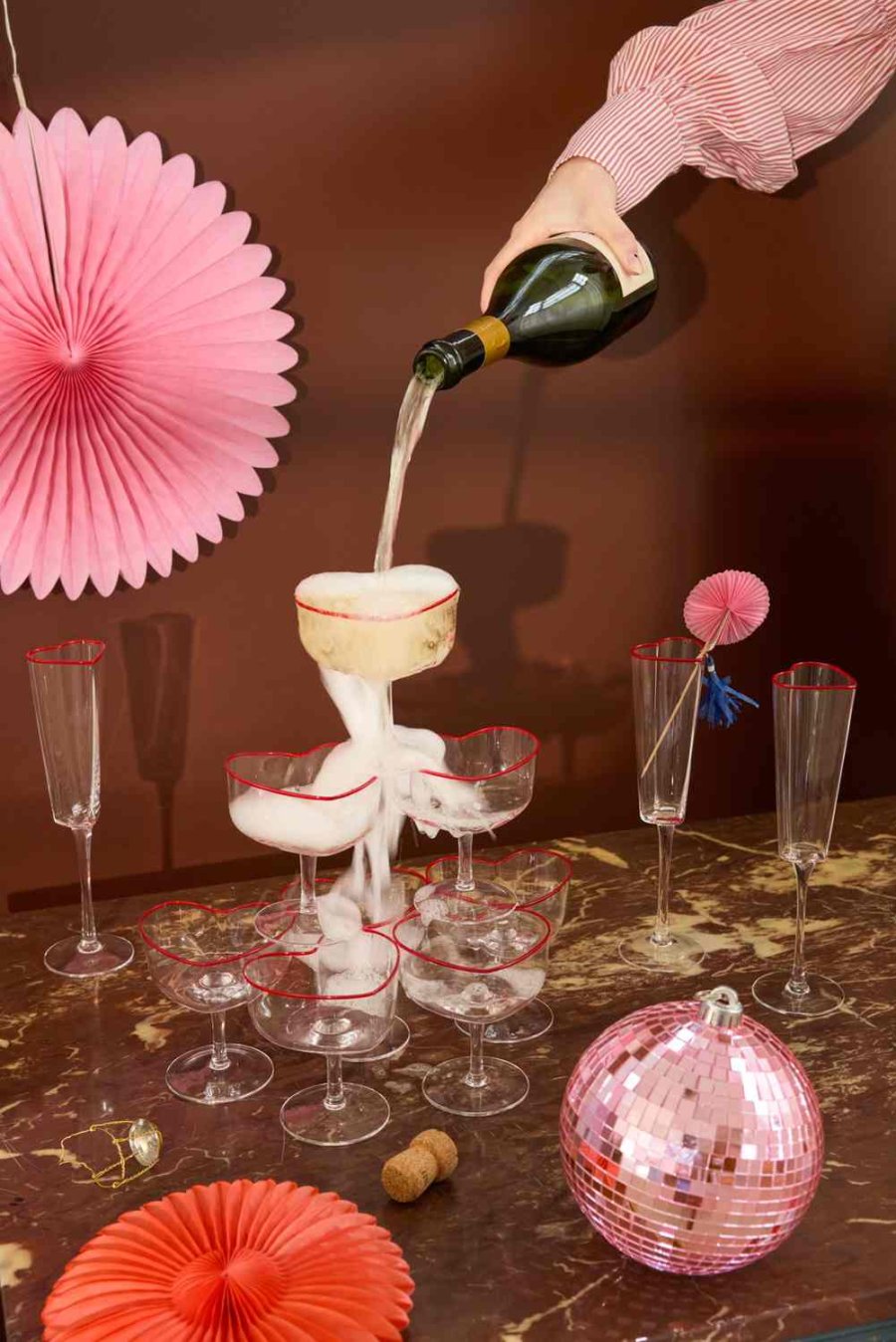 RICE Heart Champagnerschale 20 cl, Rot