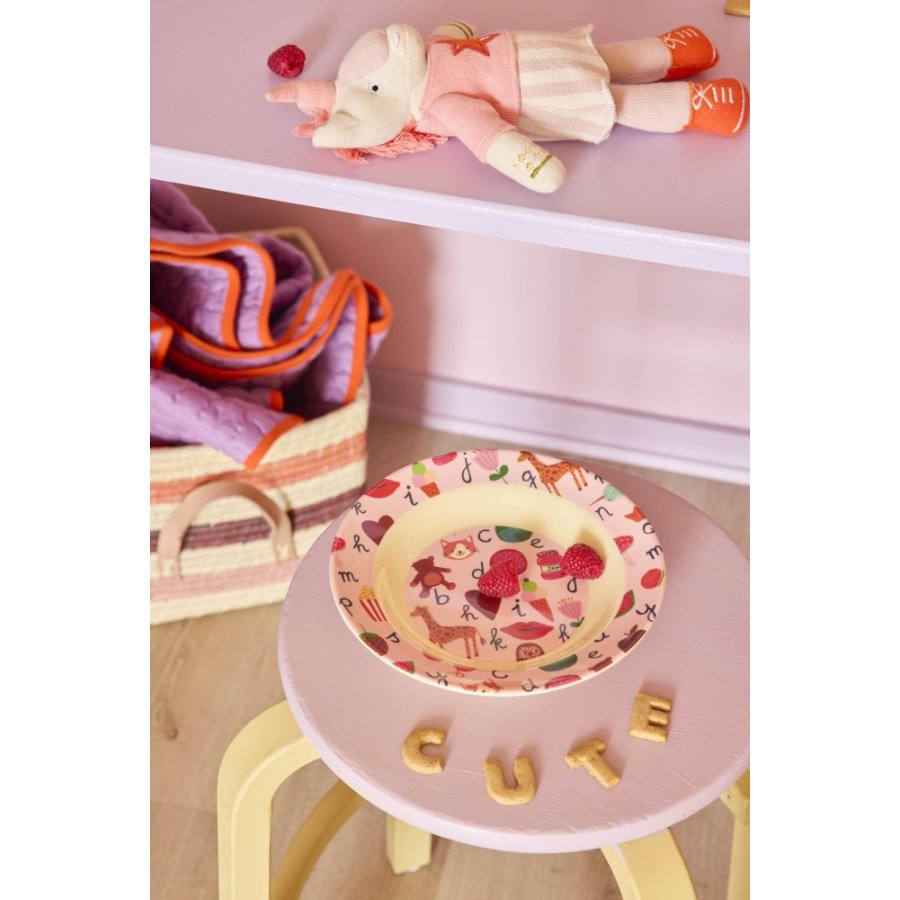 RICE KIDS Sk�l �20 cm, ABC/Pink
