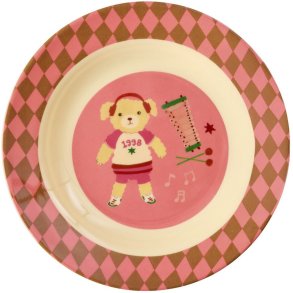 RICE Kids Dyb Tallerken 20 cm, Music Band/Pink