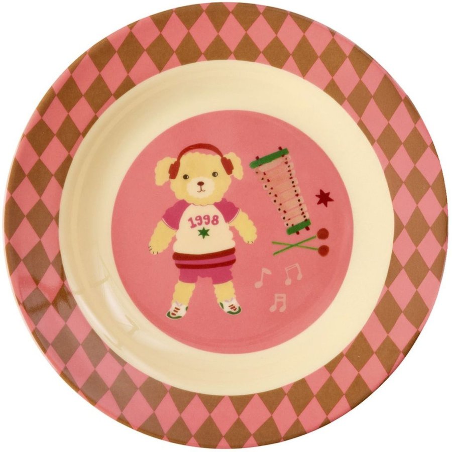 RICE Kids Dyb Tallerken 20 cm, Music Band/Pink