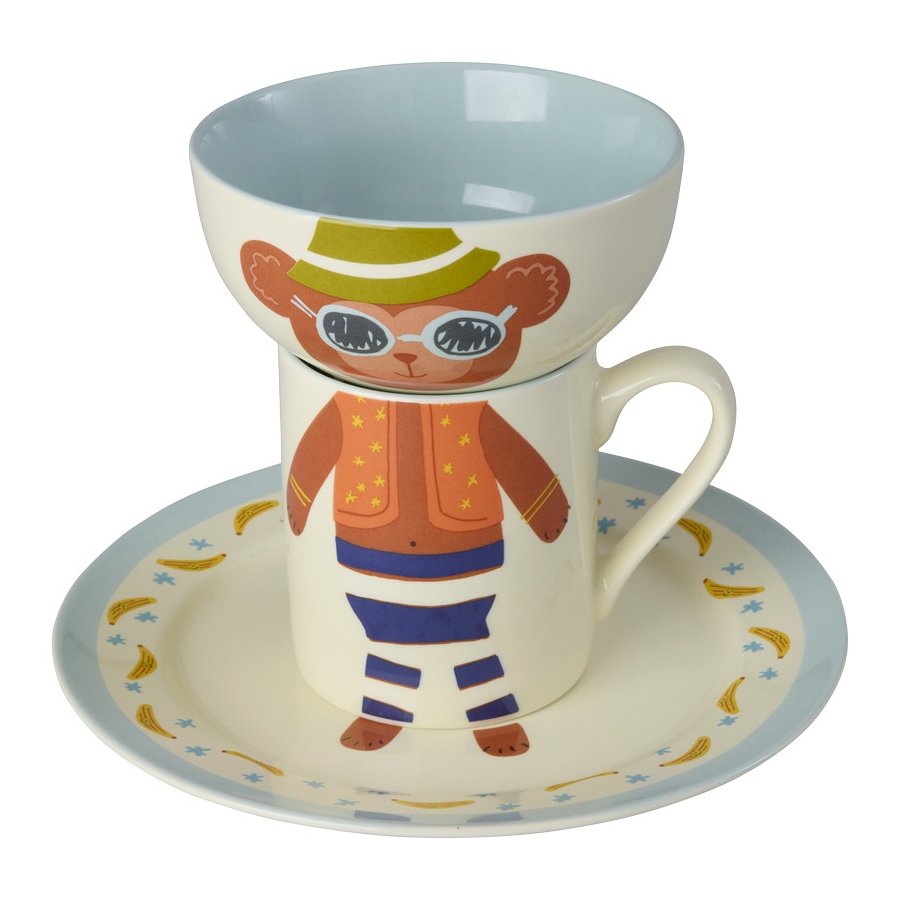 RICE KIDS Essgeschirr 3-teilig, Monkey