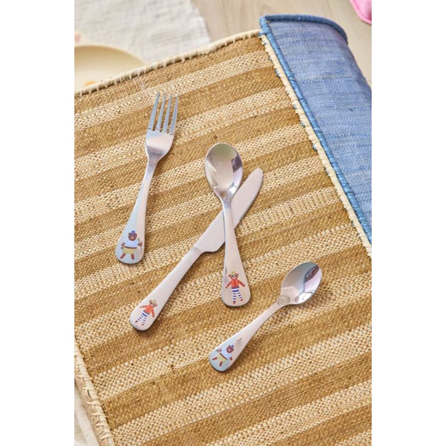 RICE KIDS Kinderbestek 4-delig, Monkey & Bear