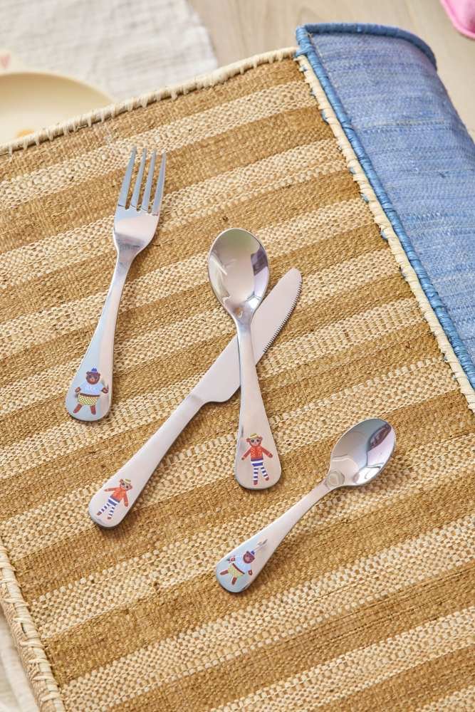 RICE KIDS Kinderbestek 4-delig, Monkey & Bear