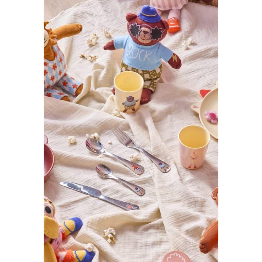 RICE KIDS Kinderbestek 4-delig, Monkey & Bear