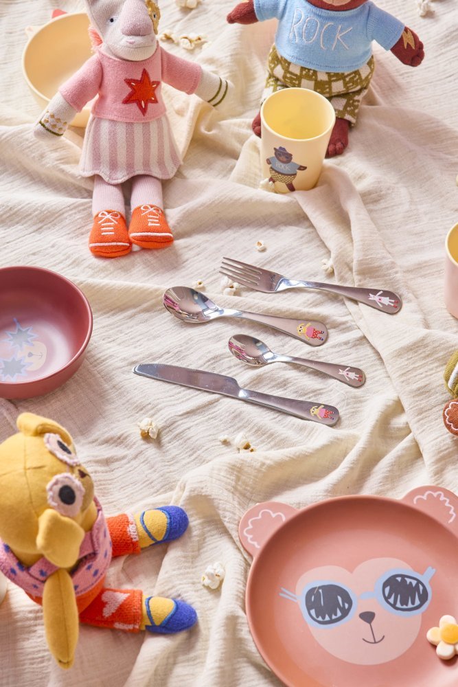 RICE KIDS Kinderbestek 4-delig, Unicorn & Dog