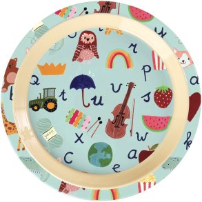 RICE KIDS Teller 22 cm, Abc/Blau