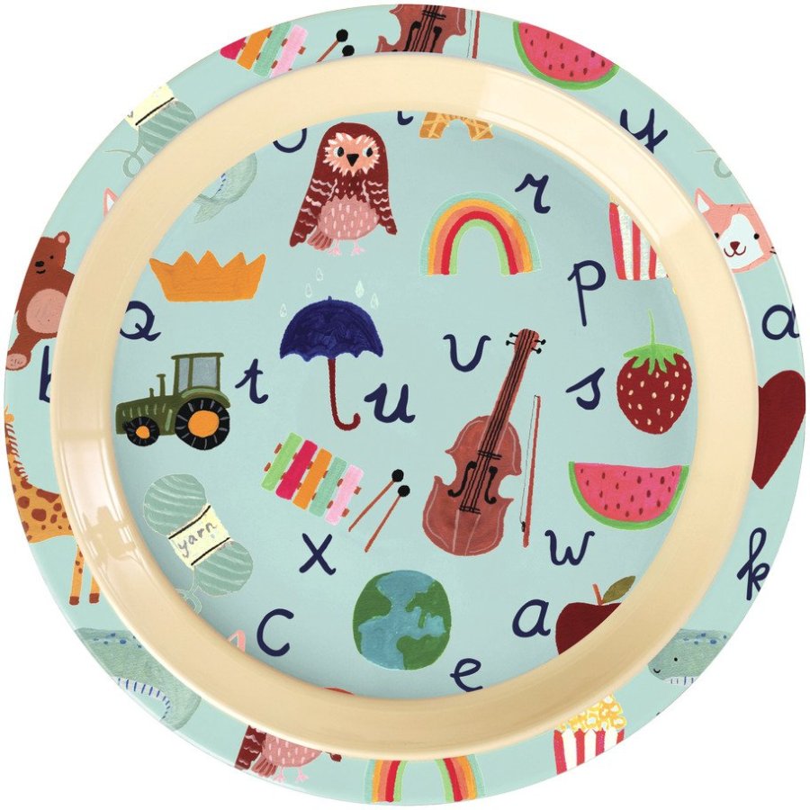 RICE KIDS Teller 22 cm, Abc/Blau
