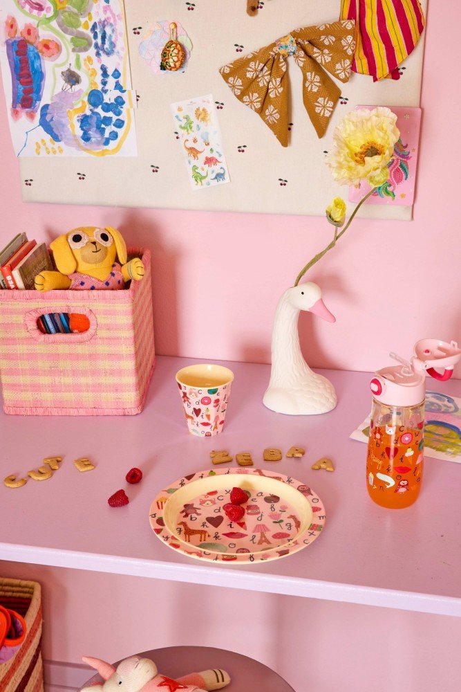 RICE KIDS Teller 22 cm, Abc/Pink