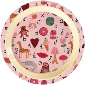 RICE KIDS Teller 22 cm, Abc/Pink