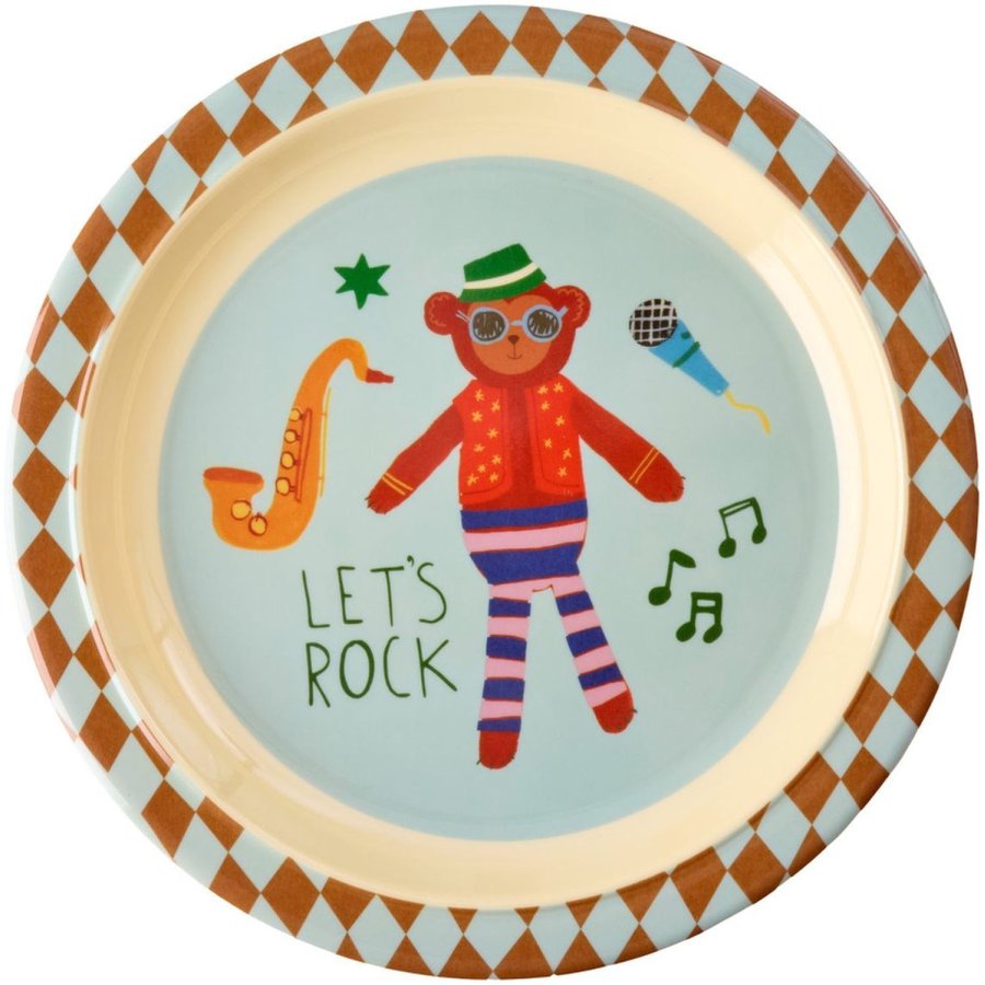 RICE Kids Tallerken 22 cm, Music Band/Mint