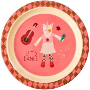 RICE Kids Tallerken 22 cm, Music Band/Pink