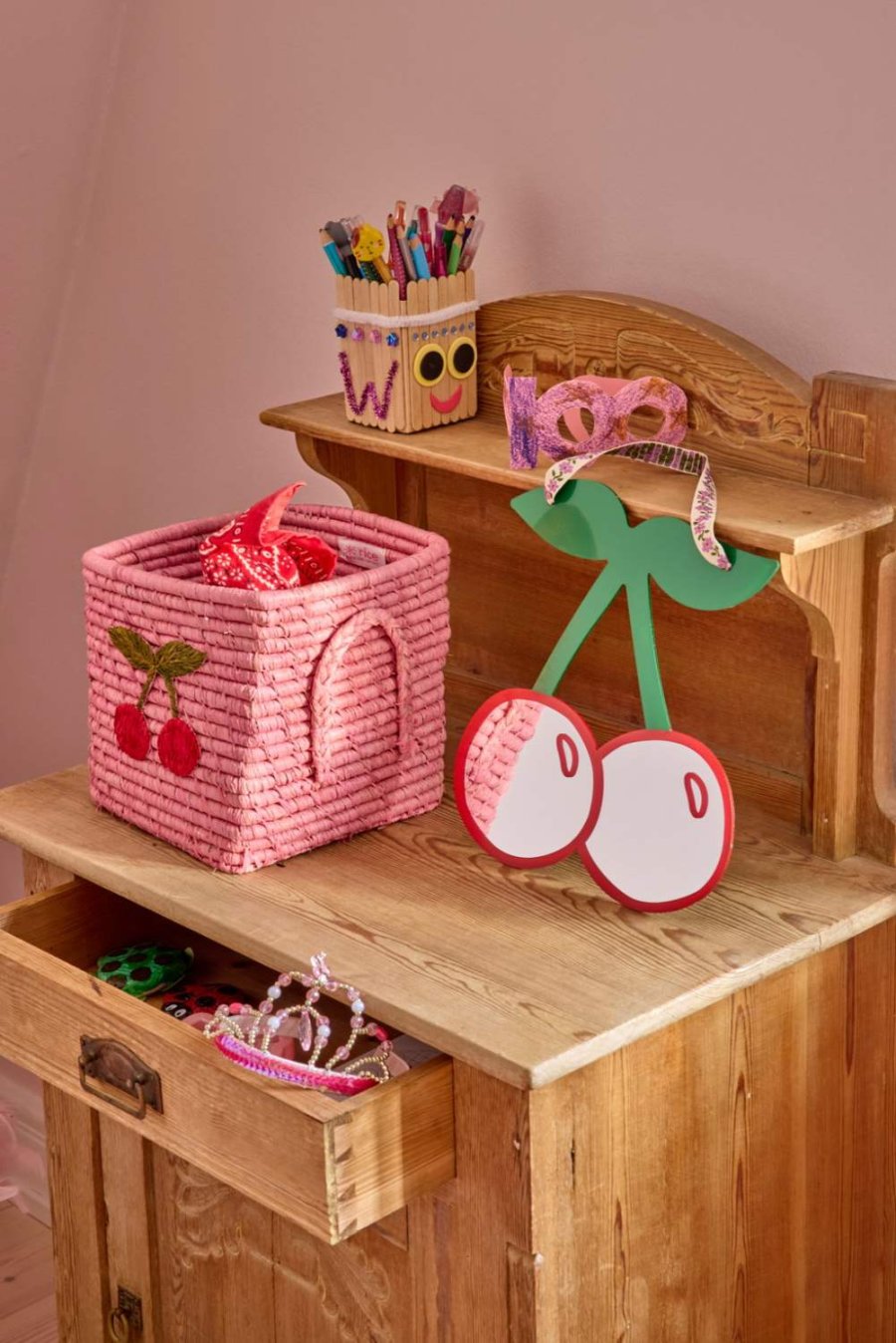 RICE KIDS Spiegel 28 cm, Kirschrot