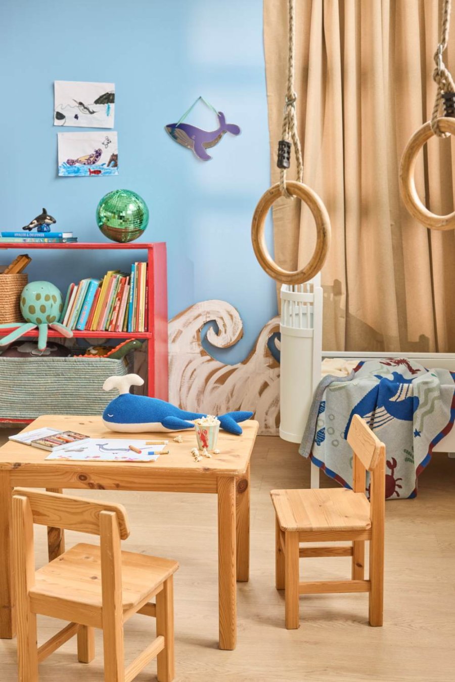 RICE KIDS Spiegel 35 cm, Wal/Blau