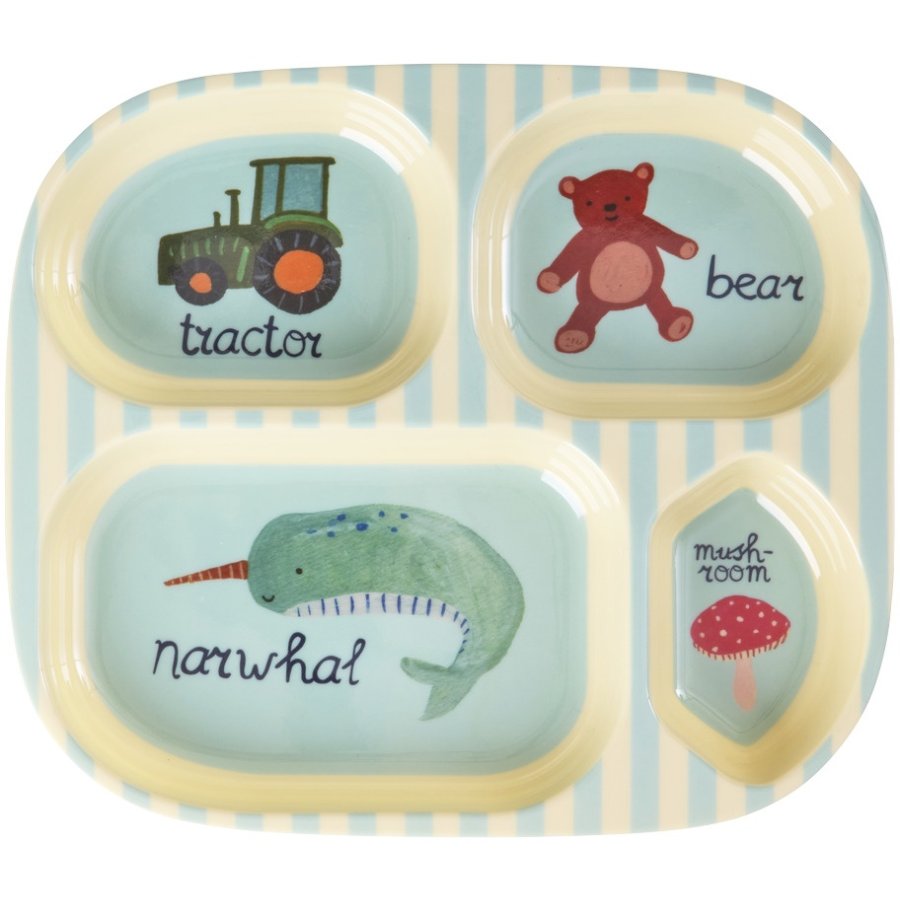 RICE KIDS Bord 24,5 cm, Abc/Blauw