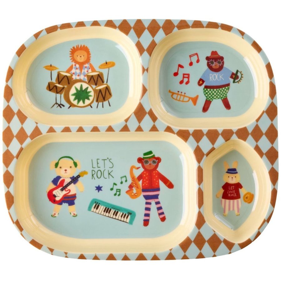 RICE Kids Tallerken 24,5 cm, Music Band/Mint