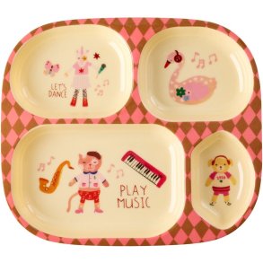 RICE Kids Tallerken 24,5 cm, Music Band/Pink