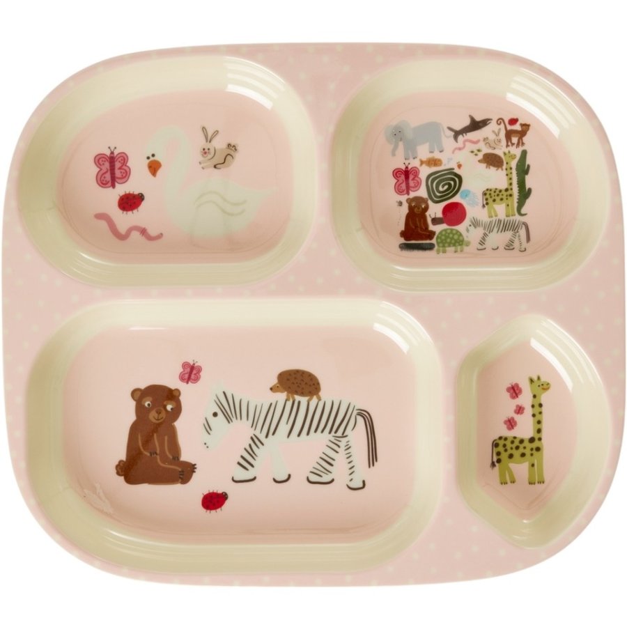 RICE KIDS Tallerken 24,5 cm, Wildlife Pink