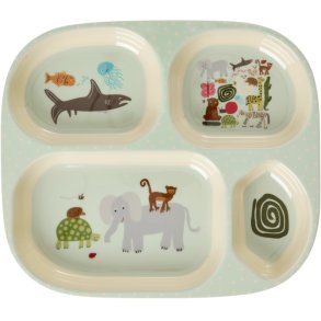 RICE KIDS Tallerken 24,5 cm, Wildlife Mint