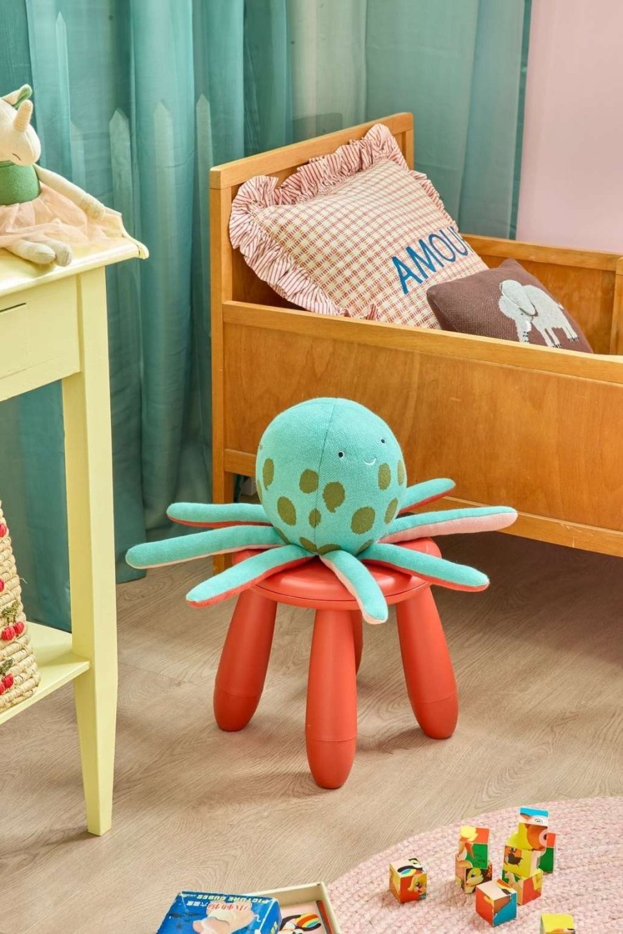 RICE KIDS Oktopus Teddybär 55 cm, Türkis