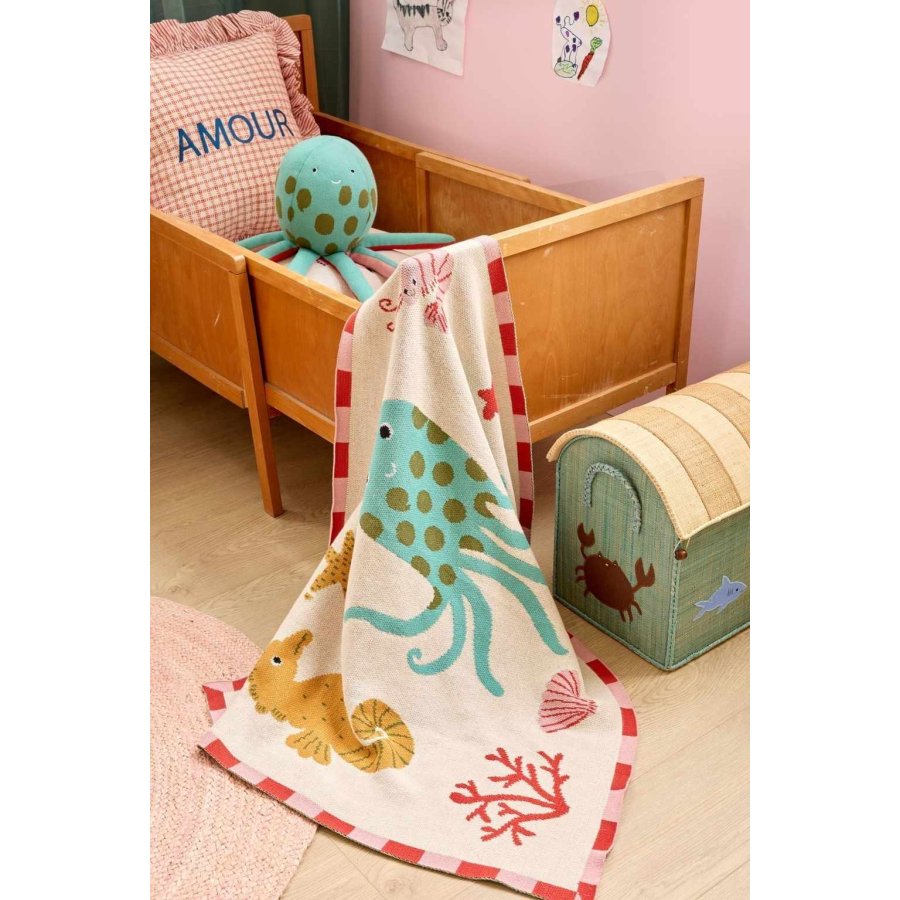 RICE KIDS Oktopus Teddybär 55 cm, Türkis