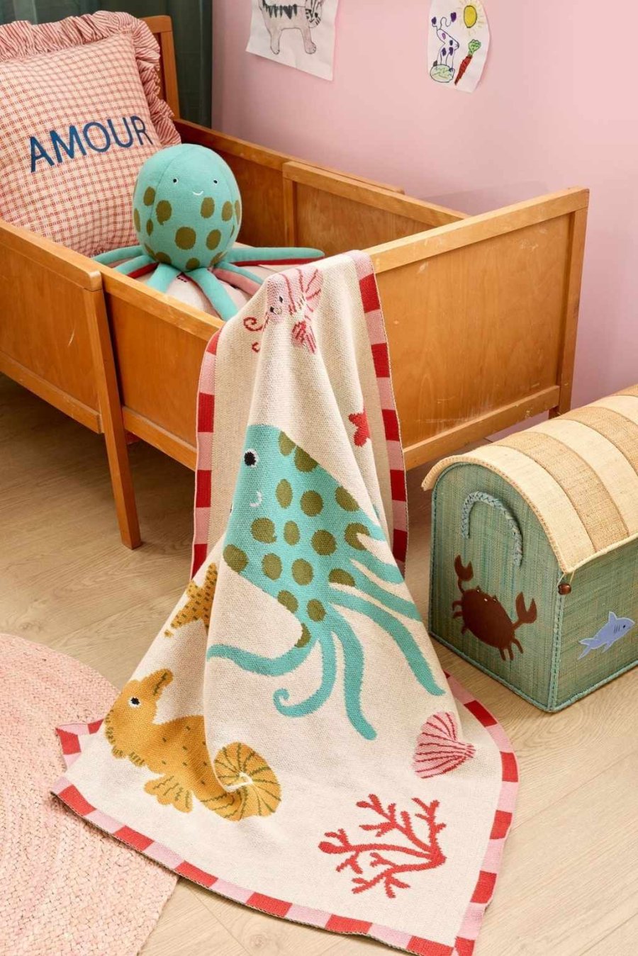 RICE KIDS Oktopus Teddybär 55 cm, Türkis