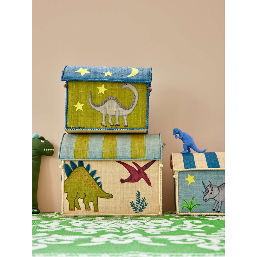 RICE Aufbewahrungshaus 3er Set, New Dinosaur Blue