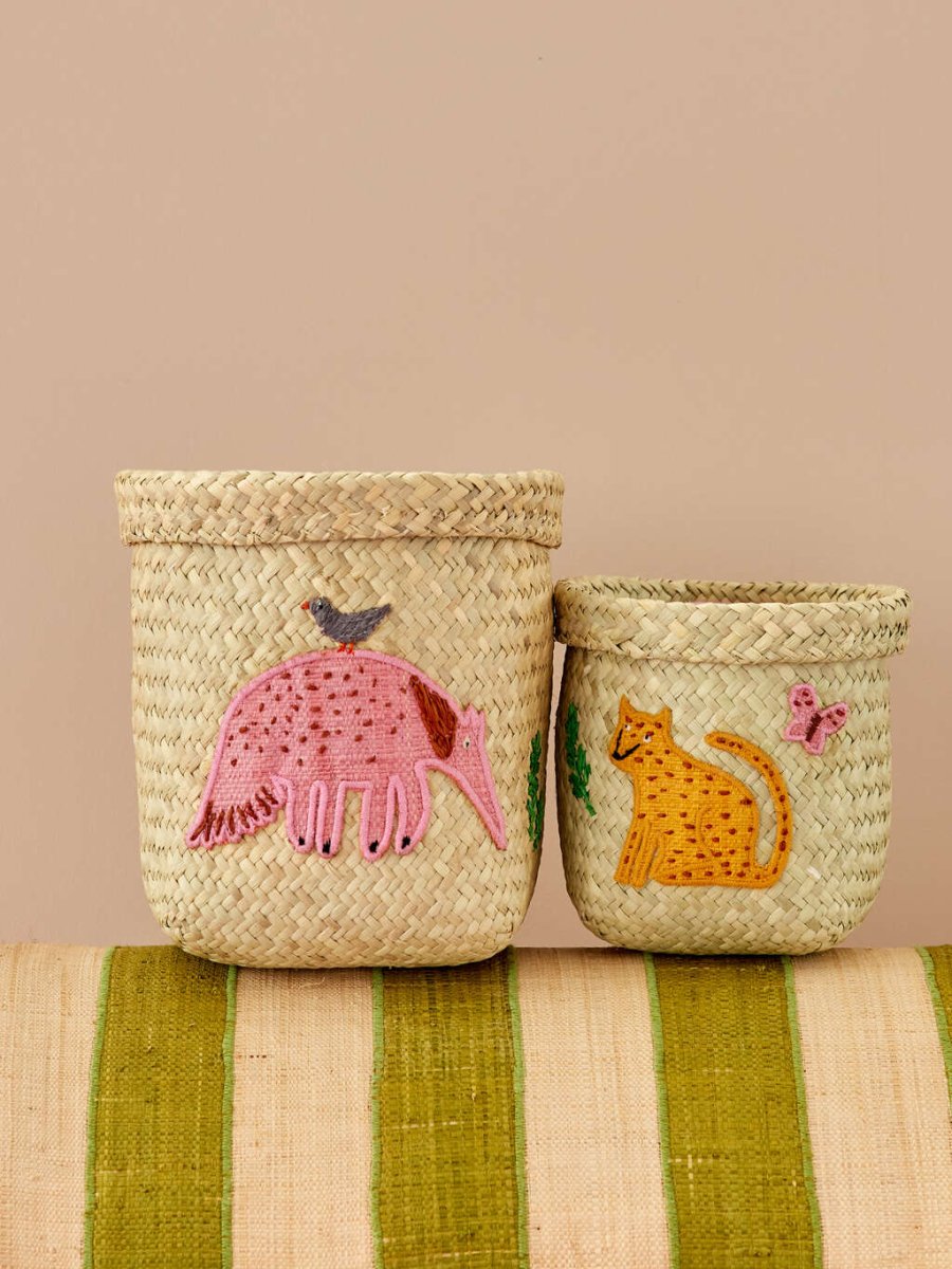 RICE Korb 2er Set, Leopard/Ameisenbr