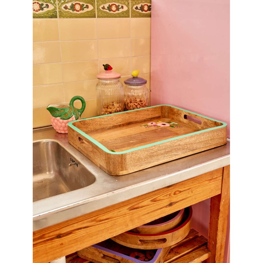RICE Tablett 45 cm, Buche/Mint