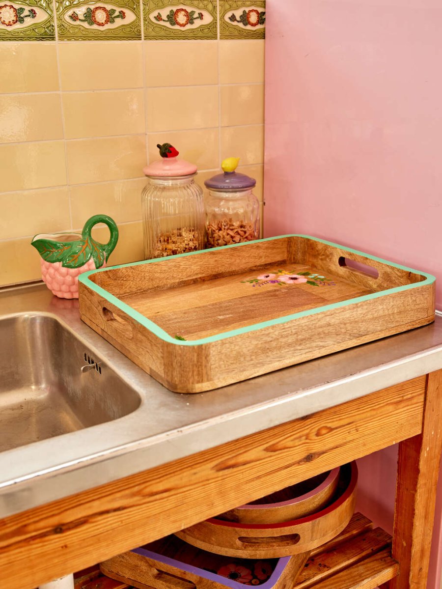 RICE Tablett 45 cm, Buche/Mint