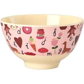 RICE KIDS Sk�l �11 cm, ABC/Pink