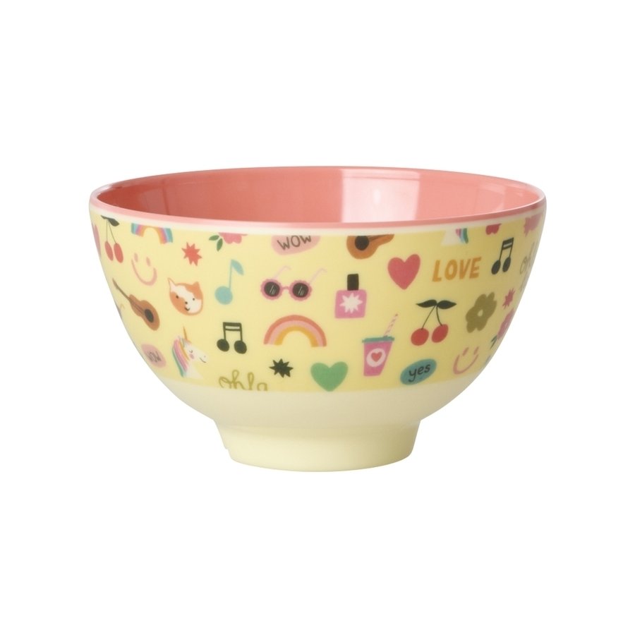 RICE KIDS Unicorn Love Schüssel 11 cm, Soft Yellow