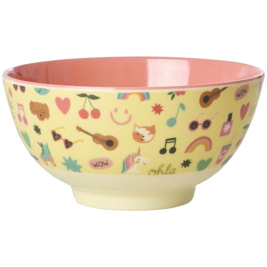 RICE KIDS Unicorn Love Schüssel 15 cm, Soft Yellow