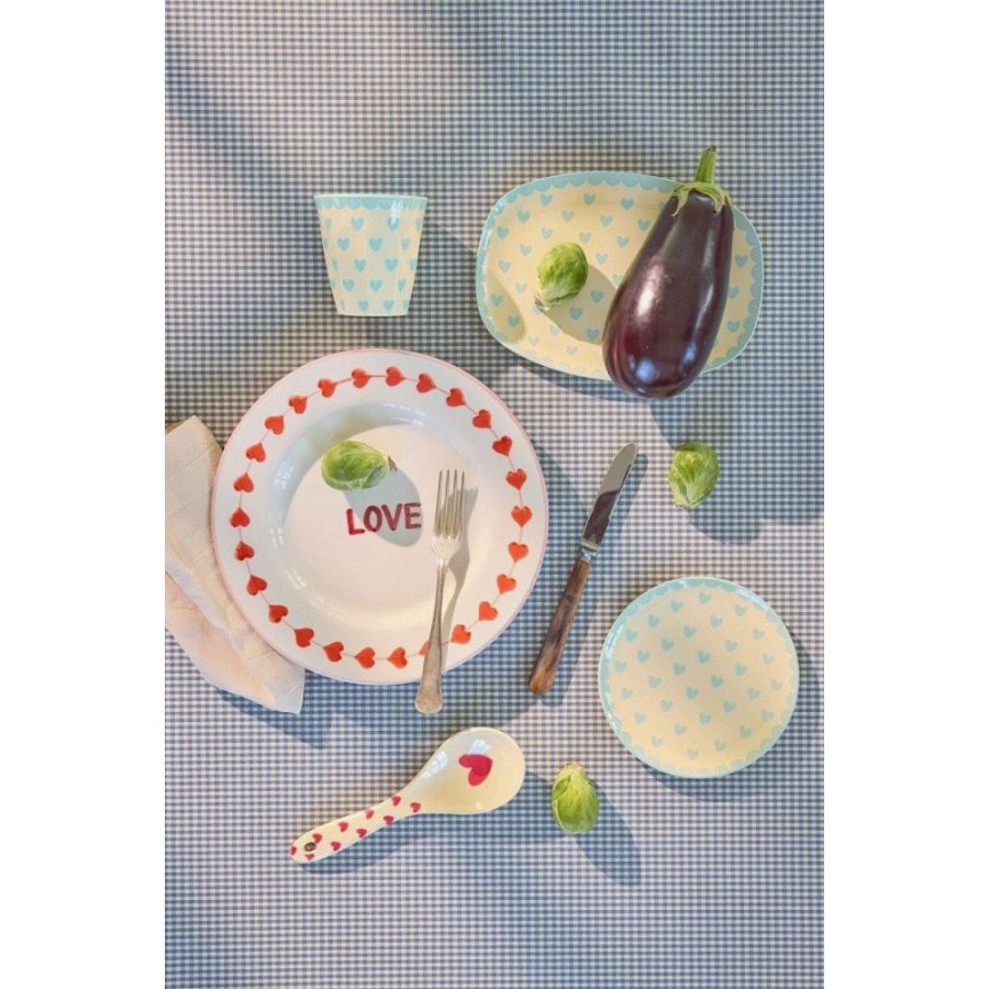 RICE Favorite Hearts Teller 16 cm, Dunkle Minze