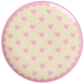 RICE Favorite Hearts Bord 16 cm, Dark Pink
