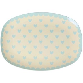 RICE Favorite Hearts Bord 16,5x23 cm, Donkere Munt
