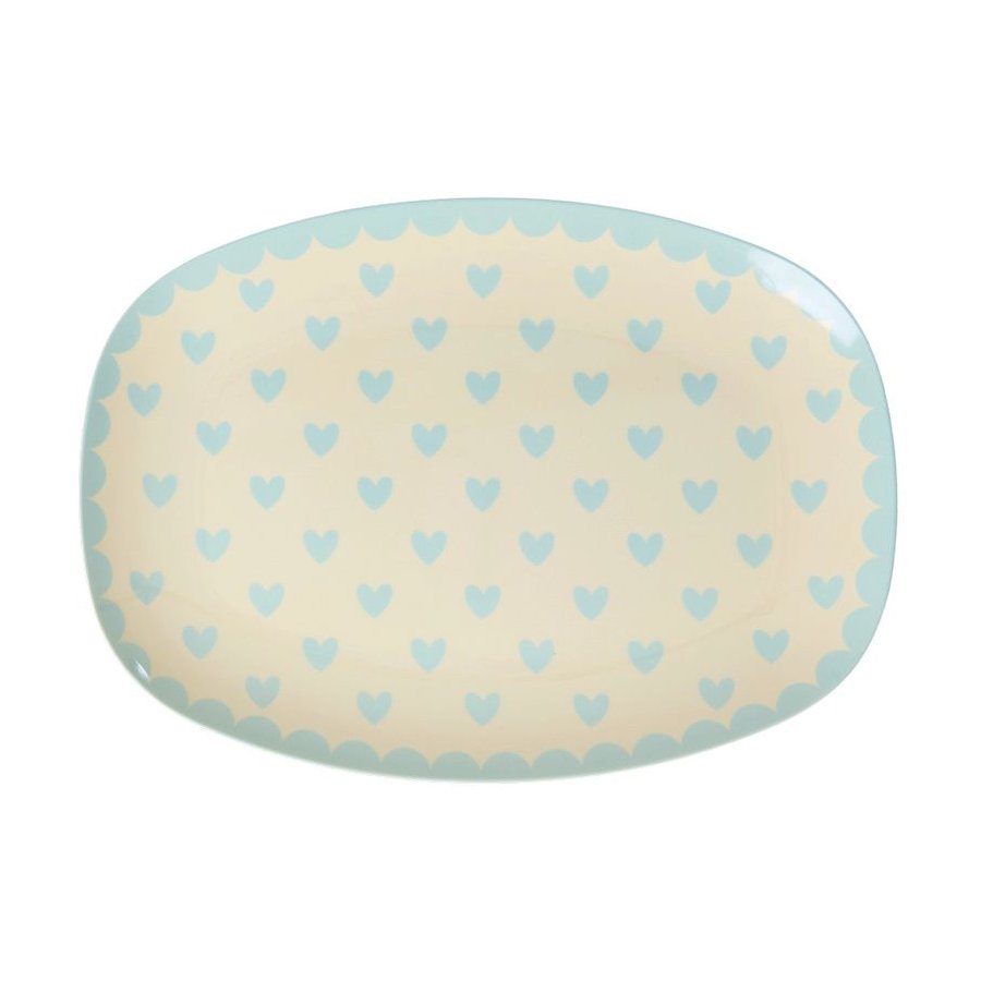 RICE Favorite Hearts Teller 16,5x23 cm, Dunkle Minze