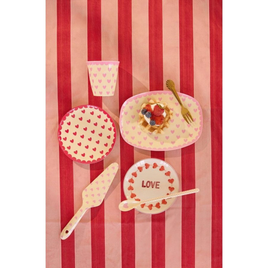 RICE Favorite Hearts Teller 16,5x23 cm, Dark Pink