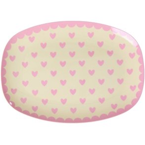 RICE Favorite Hearts Bord 16,5x23 cm, Dark Pink