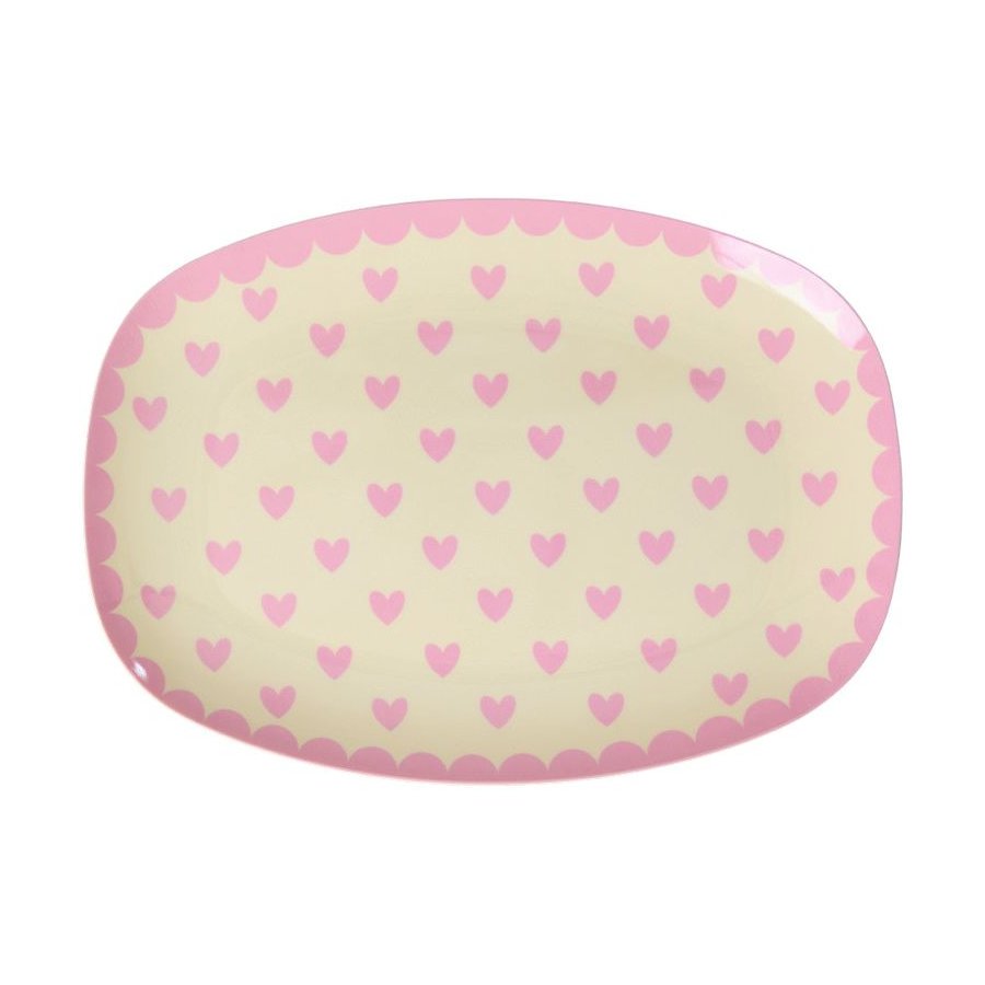 RICE Favorite Hearts Teller 16,5x23 cm, Dark Pink
