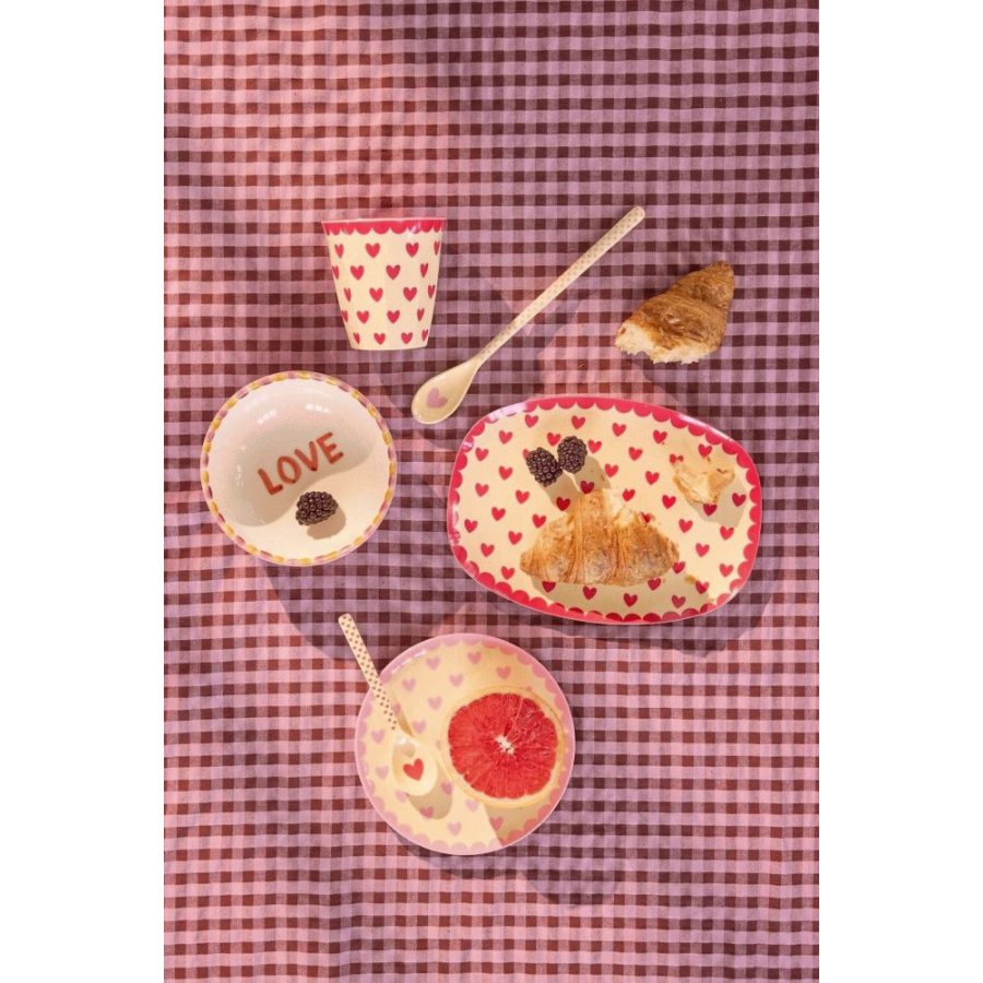 RICE Favorite Hearts Teller 16,5x23 cm, Red Kiss