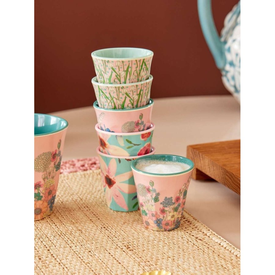 RICE Espressotassen 6er Set 80 ml, Flower Prints