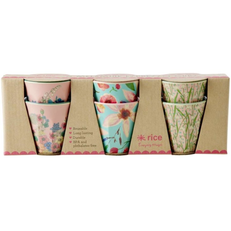 RICE Espressotassen 6er Set 80 ml, Flower Prints