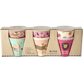 RICE KIDS Kinderbecher 6er Set 16 cl, Pink Dschungeltiere