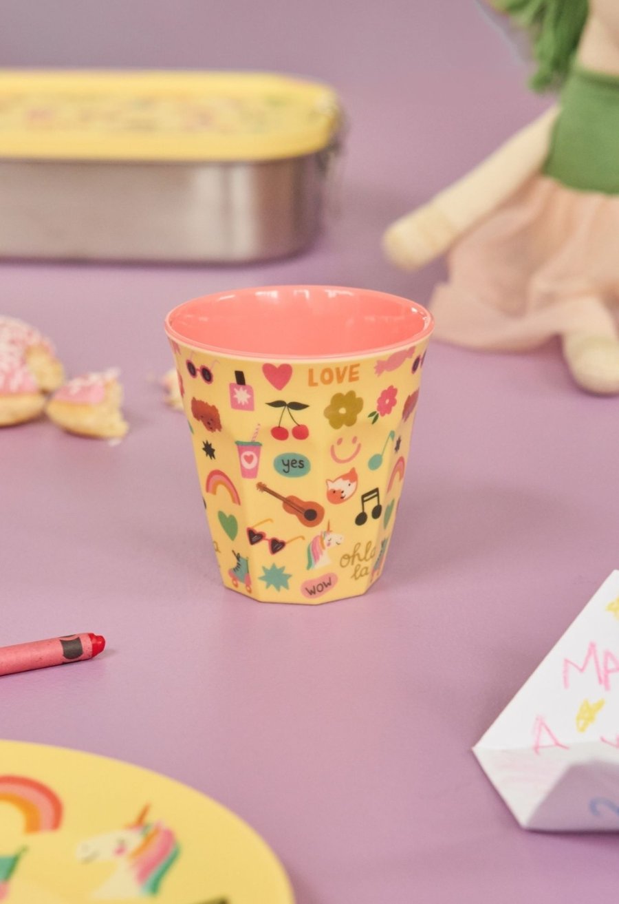 RICE KIDS Unicorn Love Tasse 25 cl, Soft Yellow